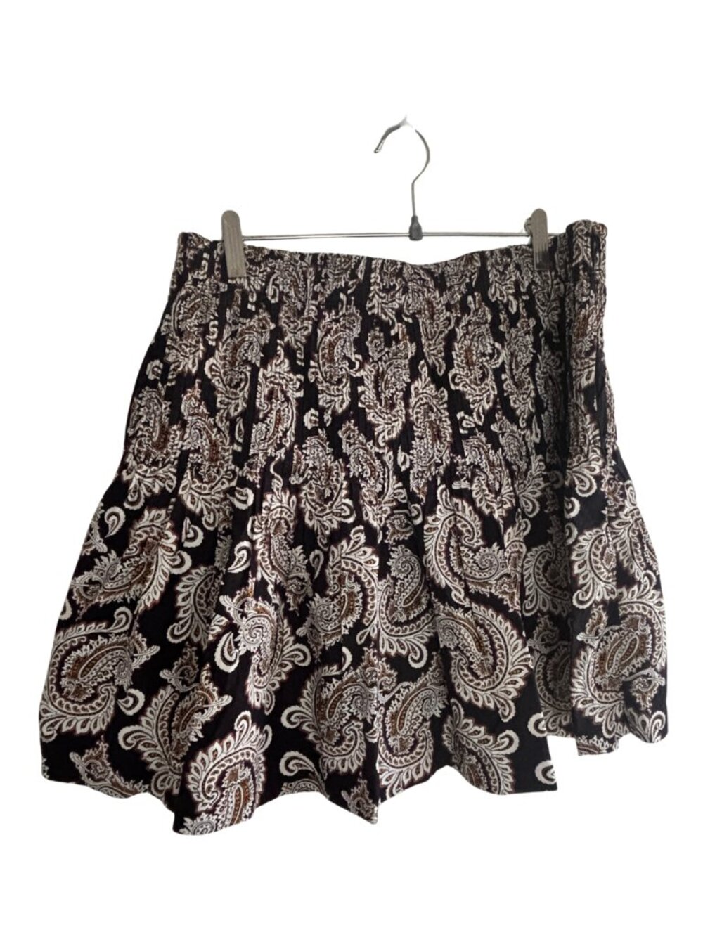 Anthropologie Black Paisley Print Bohemian Stretch Mini Skirt